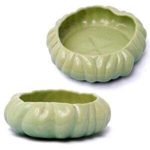 Vintage Beauce Ware Pottery Planter Pot Gourd #492 Canada Ombre Green Chartreuse